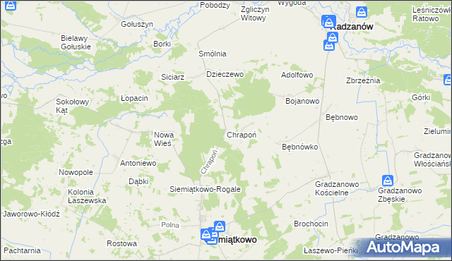 mapa Chrapoń gmina Siemiątkowo, Chrapoń gmina Siemiątkowo na mapie Targeo