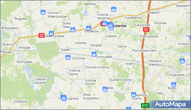mapa Chronówek, Chronówek na mapie Targeo