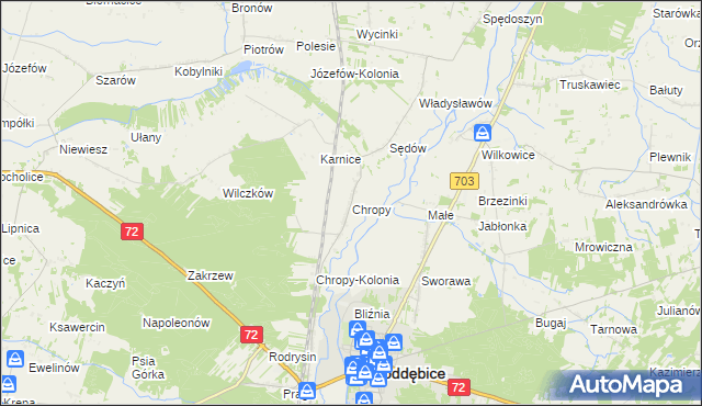 mapa Chropy, Chropy na mapie Targeo