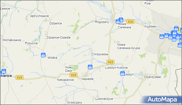 mapa Chróścielów, Chróścielów na mapie Targeo