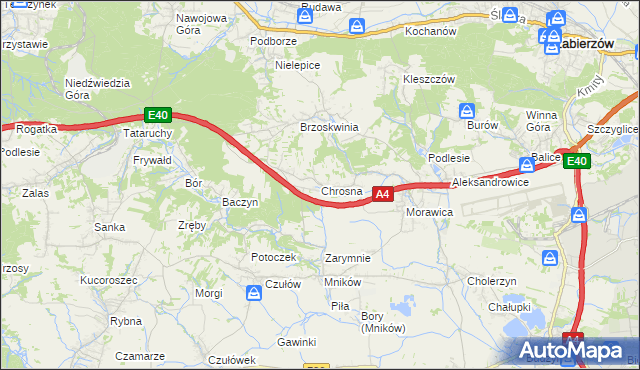 mapa Chrosna gmina Liszki, Chrosna gmina Liszki na mapie Targeo