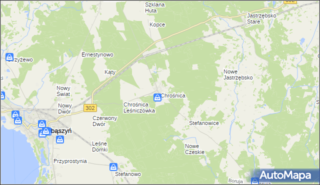 mapa Chrośnica gmina Zbąszyń, Chrośnica gmina Zbąszyń na mapie Targeo