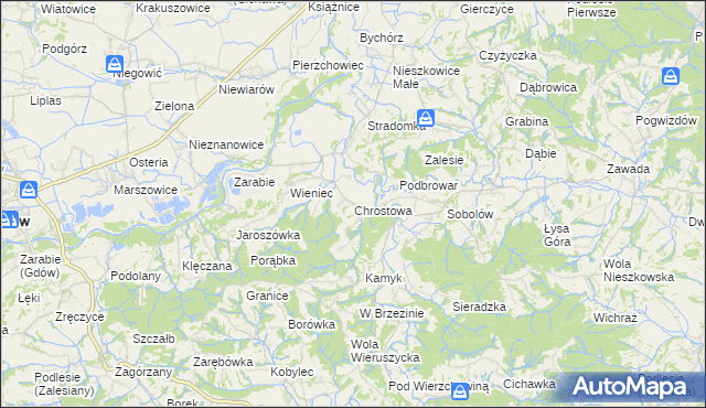 mapa Chrostowa gmina Łapanów, Chrostowa gmina Łapanów na mapie Targeo