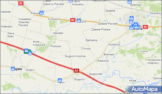 mapa Chrusty gmina Golina, Chrusty gmina Golina na mapie Targeo
