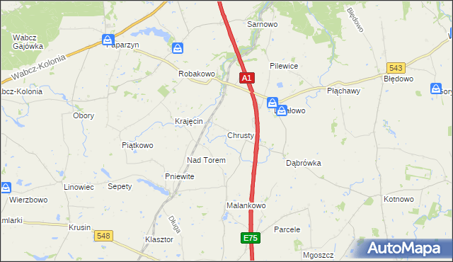 mapa Chrusty gmina Lisewo, Chrusty gmina Lisewo na mapie Targeo