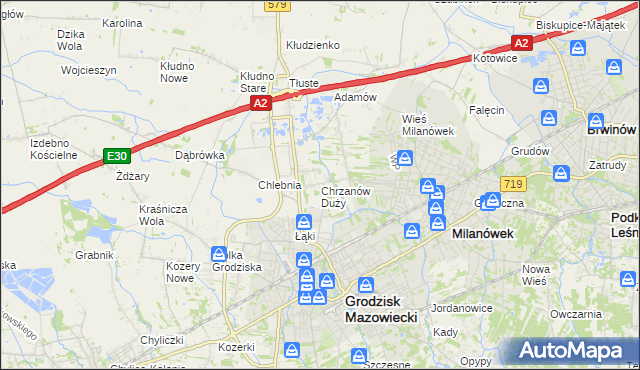 mapa Chrzanów Duży, Chrzanów Duży na mapie Targeo
