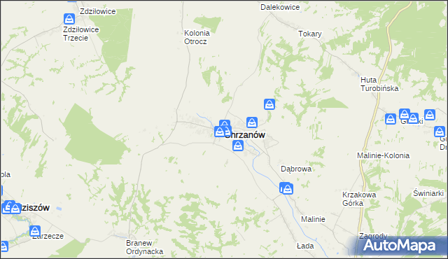 mapa Chrzanów powiat janowski, Chrzanów powiat janowski na mapie Targeo