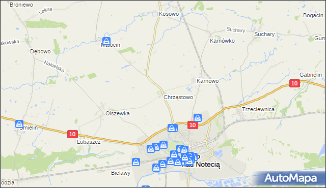 mapa Chrząstowo gmina Nakło nad Notecią, Chrząstowo gmina Nakło nad Notecią na mapie Targeo