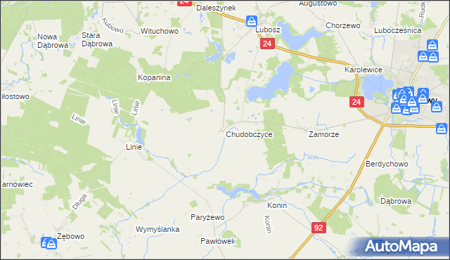 mapa Chudobczyce, Chudobczyce na mapie Targeo