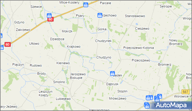 mapa Chudzyno, Chudzyno na mapie Targeo