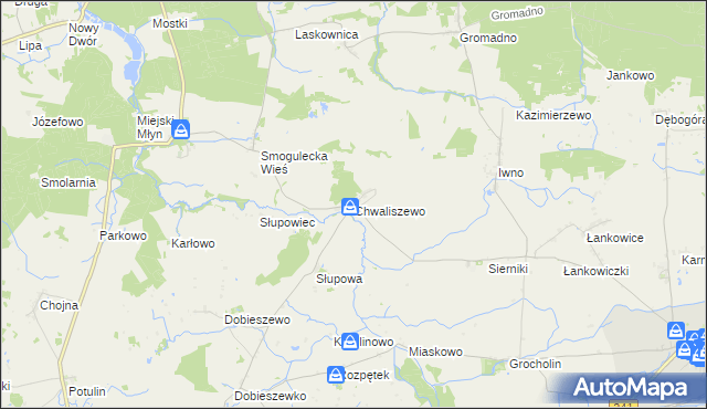 mapa Chwaliszewo gmina Kcynia, Chwaliszewo gmina Kcynia na mapie Targeo