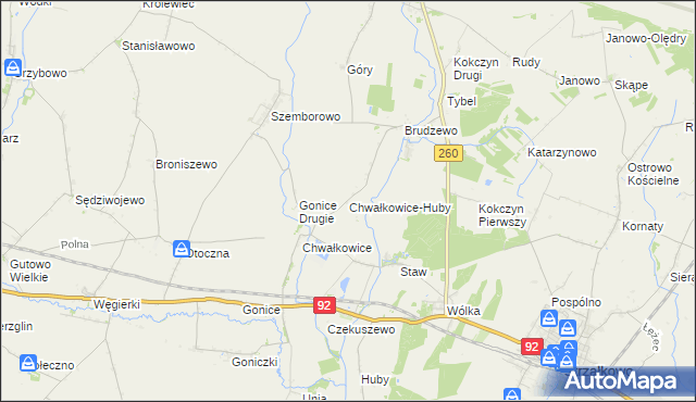 mapa Chwałkowice-Huby, Chwałkowice-Huby na mapie Targeo