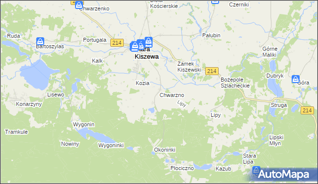 mapa Chwarzno, Chwarzno na mapie Targeo