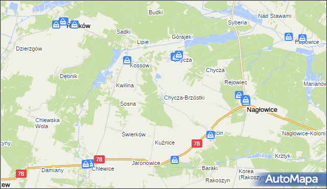 mapa Chycza-Brzóstki, Chycza-Brzóstki na mapie Targeo