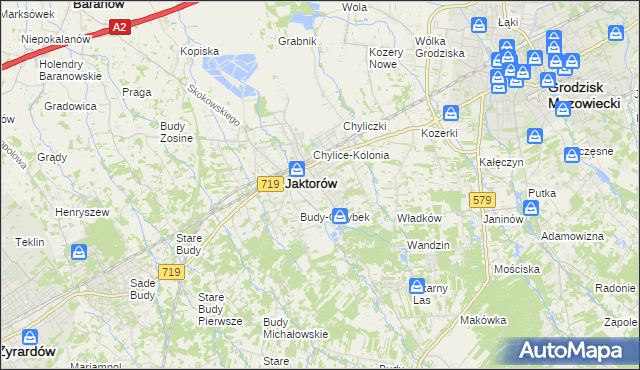 mapa Chylice gmina Jaktorów, Chylice gmina Jaktorów na mapie Targeo