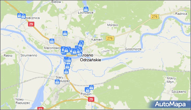 mapa Chyże gmina Krosno Odrzańskie, Chyże gmina Krosno Odrzańskie na mapie Targeo