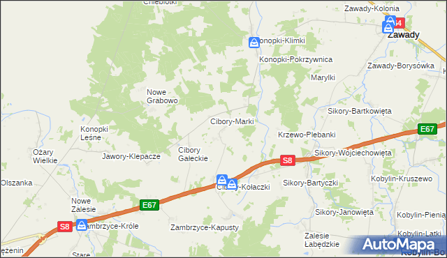 mapa Cibory-Chrzczony, Cibory-Chrzczony na mapie Targeo