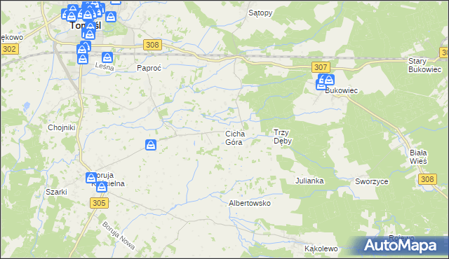 mapa Cicha Góra, Cicha Góra na mapie Targeo