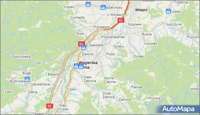 mapa Cięcina, Cięcina na mapie Targeo