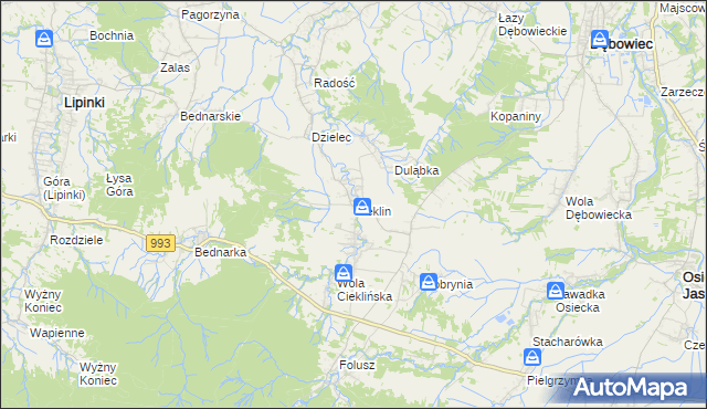 mapa Cieklin, Cieklin na mapie Targeo