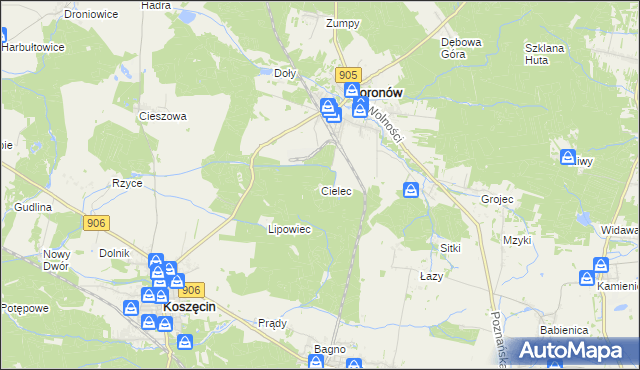 mapa Cielec, Cielec na mapie Targeo