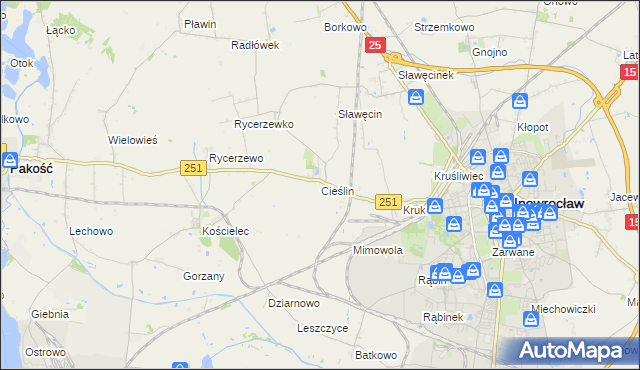 mapa Cieślin gmina Inowrocław, Cieślin gmina Inowrocław na mapie Targeo