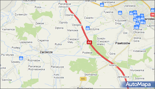 mapa Cieszacin Wielki, Cieszacin Wielki na mapie Targeo