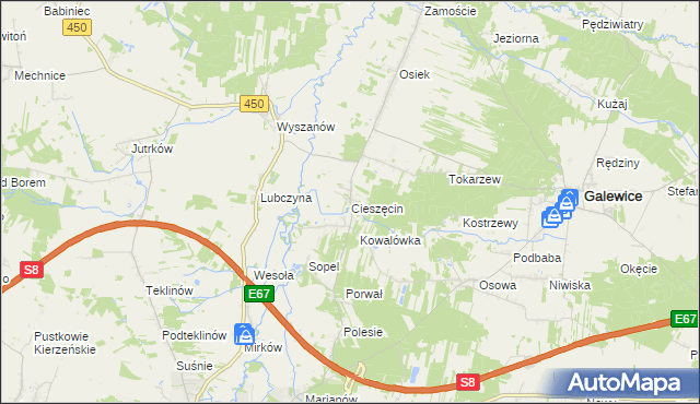 mapa Cieszęcin, Cieszęcin na mapie Targeo