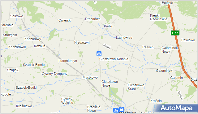 mapa Cieszkowo-Kolonia, Cieszkowo-Kolonia na mapie Targeo