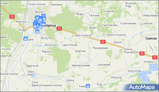 mapa Ciężków gmina Poddębice, Ciężków gmina Poddębice na mapie Targeo