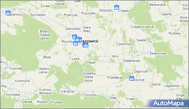 mapa Ciołki gmina Brąszewice, Ciołki gmina Brąszewice na mapie Targeo