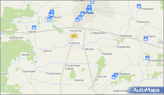 mapa Ciołkowo, Ciołkowo na mapie Targeo