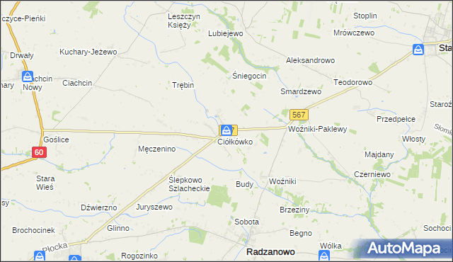 mapa Ciółkowo, Ciółkowo na mapie Targeo