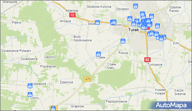 mapa Cisew, Cisew na mapie Targeo