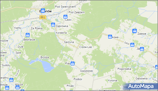 mapa Cisów-Las, Cisów-Las na mapie Targeo