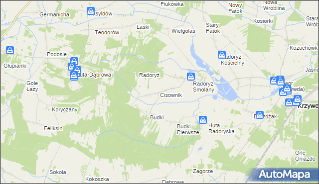 mapa Cisownik gmina Krzywda, Cisownik gmina Krzywda na mapie Targeo