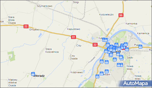 mapa Cisy gmina Malbork, Cisy gmina Malbork na mapie Targeo