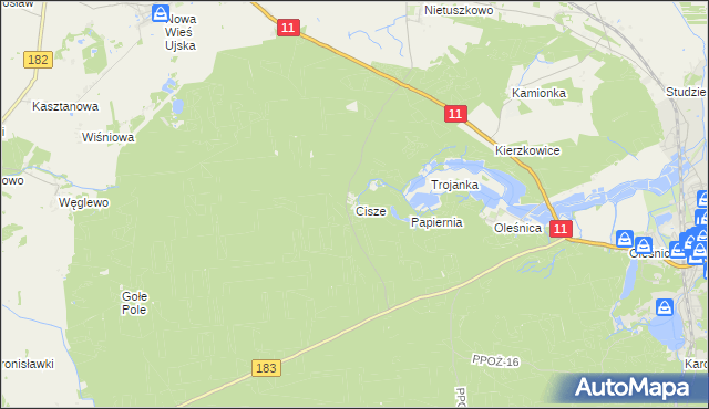 mapa Cisze, Cisze na mapie Targeo