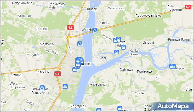mapa Cupel gmina Serock, Cupel gmina Serock na mapie Targeo