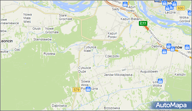 mapa Cybulice, Cybulice na mapie Targeo