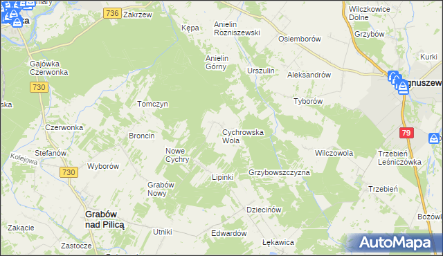 mapa Cychrowska Wola, Cychrowska Wola na mapie Targeo