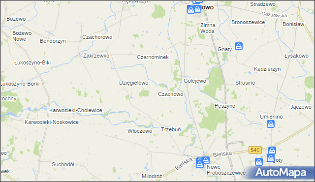 mapa Czachowo gmina Gozdowo, Czachowo gmina Gozdowo na mapie Targeo