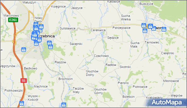 mapa Czachowo gmina Zawonia, Czachowo gmina Zawonia na mapie Targeo