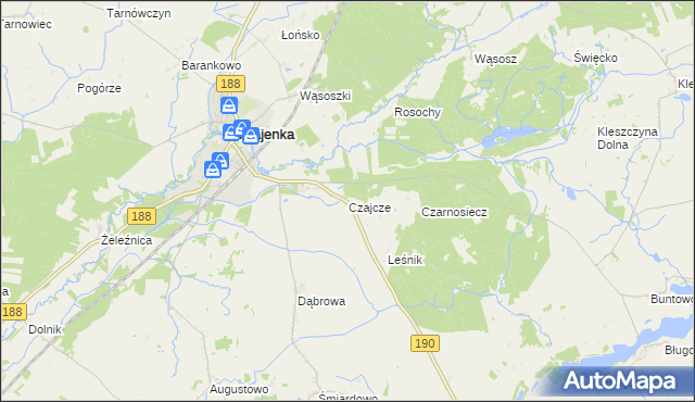 mapa Czajcze gmina Krajenka, Czajcze gmina Krajenka na mapie Targeo