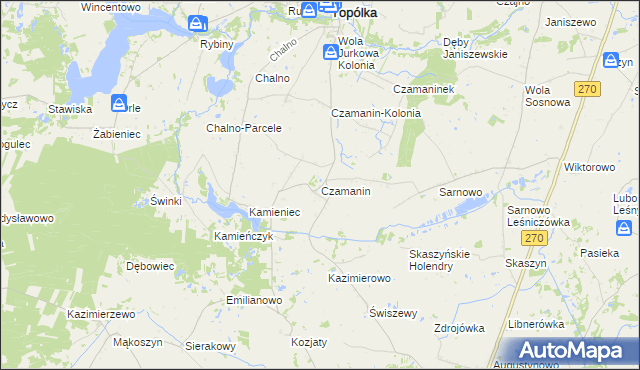 mapa Czamanin, Czamanin na mapie Targeo