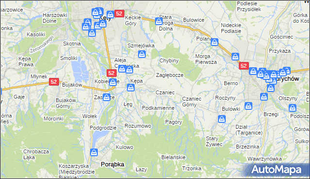 mapa Czaniec, Czaniec na mapie Targeo