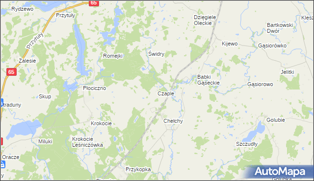 mapa Czaple gmina Ełk, Czaple gmina Ełk na mapie Targeo