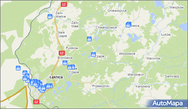 mapa Czaple gmina Trzebiel, Czaple gmina Trzebiel na mapie Targeo