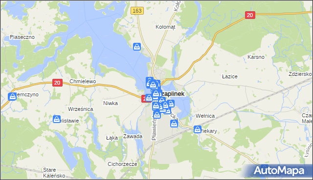 mapa Czaplinek powiat drawski, Czaplinek powiat drawski na mapie Targeo