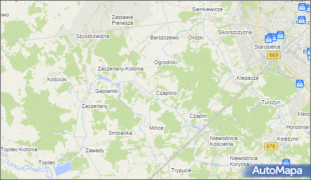 mapa Czaplino gmina Choroszcz, Czaplino gmina Choroszcz na mapie Targeo